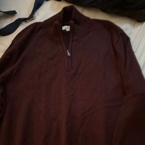 Men's Burgundy Half-Zip Sweater